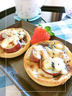 ほうじ茶ラテ×さつま芋のチーズトースト-レシピのメイン写真