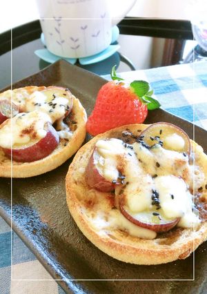 ほうじ茶ラテ×さつま芋のチーズトースト-レシピのメイン写真