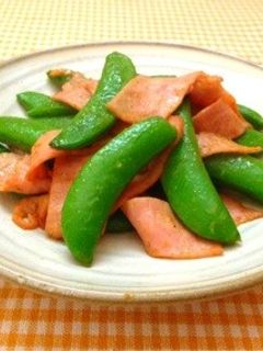 スナップエンドウとハムのカレー炒め-レシピのメイン写真
