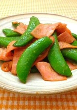 スナップエンドウとハムのカレー炒め-レシピのメイン写真