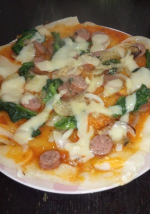 ☆ウインナーとほうれん草の餅ピザ☆-レシピのメイン写真