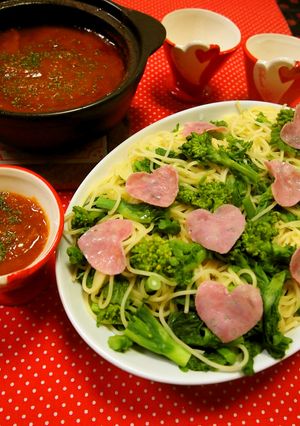 バレンタイン♡春のピリ辛ミートつけスパ-レシピのメイン写真