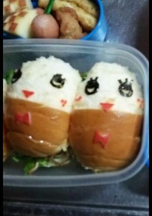 ロールパンでふなっしー弁だﾅｯｼｰ♪-レシピのメイン写真