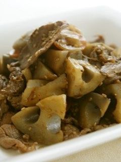 蓮根と牛肉のゴマ醤油炒め-レシピのメイン写真