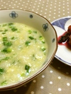 お米から☆簡単で美味しいニラ玉のお粥♪-レシピのメイン写真