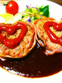 愛のハート♡ハンバーグ♪-レシピのメイン写真