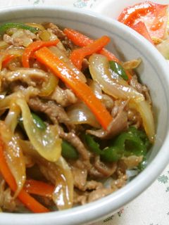 ☆肉野菜炒め丼☆スタミナ丼!男飯!-レシピのメイン写真