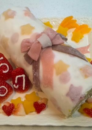 求肥deデコロールケーキ-レシピのメイン写真