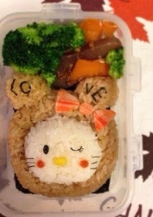 キャラ弁ハローキティバレンタインクマ海外-レシピのメイン写真