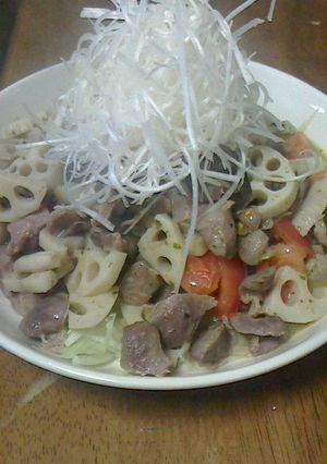 砂ずりと蓮根の炒め物-レシピのメイン写真