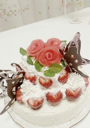バラとチョウの簡単ウエディングケーキ♡-レシピのメイン写真