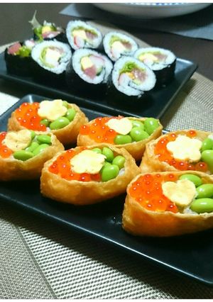 簡単おもてなしに★枝豆イクラ彩り稲荷寿司-レシピのメイン写真