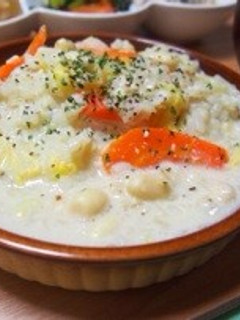 ストウブで。大豆と白菜の豆乳リゾット-レシピのメイン写真