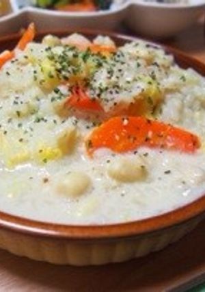 ストウブで。大豆と白菜の豆乳リゾット-レシピのメイン写真