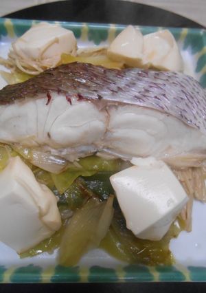 真鯛の切り身と豆腐の長葱蒸し・味ぽん添え-レシピのメイン写真
