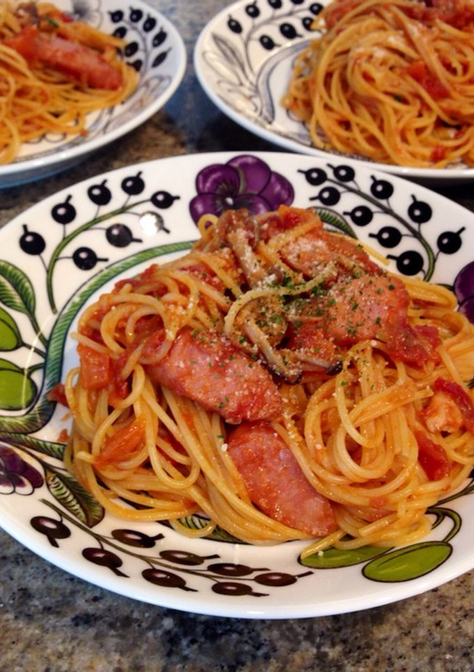 トマト煮の残りでパスタ♡-レシピのメイン写真