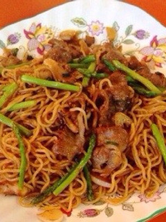 アスパラと焼きそば-レシピのメイン写真