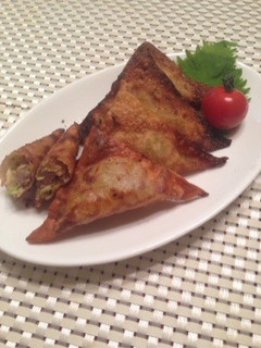 【男飯】春巻の皮でなんちゃって揚げ餃子!-レシピのメイン写真