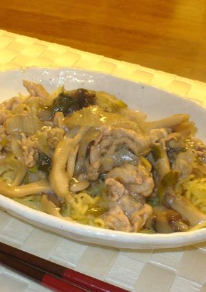 めがひら舞茸と豚肉のあんかけ焼きそば-レシピのメイン写真