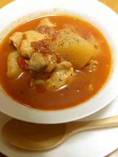 鶏手羽元のトマト煮♪スープまで美味しい♡-レシピのメイン写真
