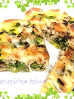 菜の花とマスタードで餃子の皮なキッシュ-レシピのメイン写真