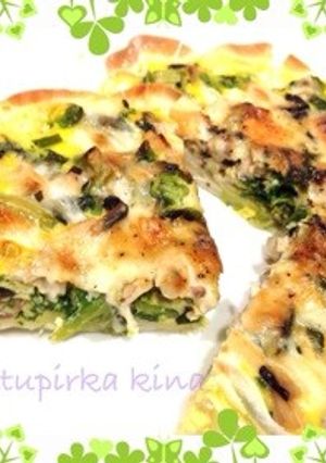 菜の花とマスタードで餃子の皮なキッシュ-レシピのメイン写真