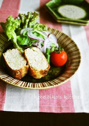 お揚げ１枚で４個の焼きメンチカツ風-レシピのメイン写真
