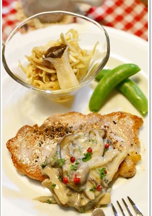 豚ロースステーキきのこのクリームソース-レシピのメイン写真