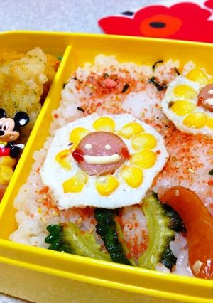 簡単かわいい♪コーンでヒマワリ☆キャラ弁-レシピのメイン写真