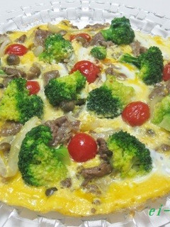 牛肉とブロッコリーのオープンオムレツ-レシピのメイン写真