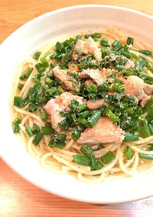 プチッと鍋で☆鶏とねぎの和風スープパスタ-レシピのメイン写真