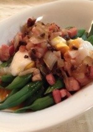 インゲンのサラダ 〜温玉をのせて〜-レシピのメイン写真