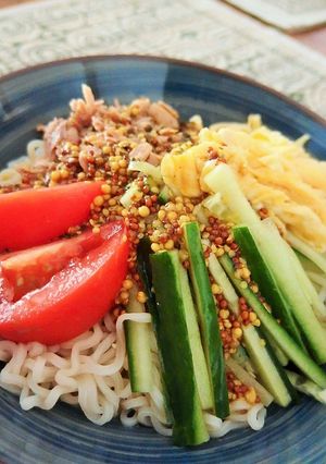 レンジで冷やし中華☆海外の袋麺-レシピのメイン写真