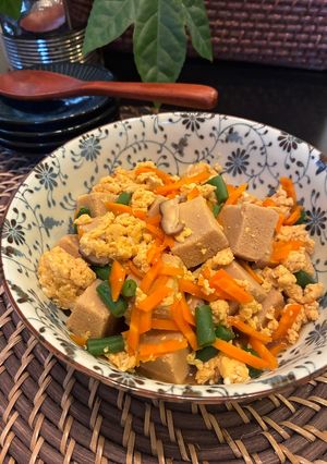 おかんレシピ𓀤𓀣高野豆腐の卵とじ-レシピのメイン写真