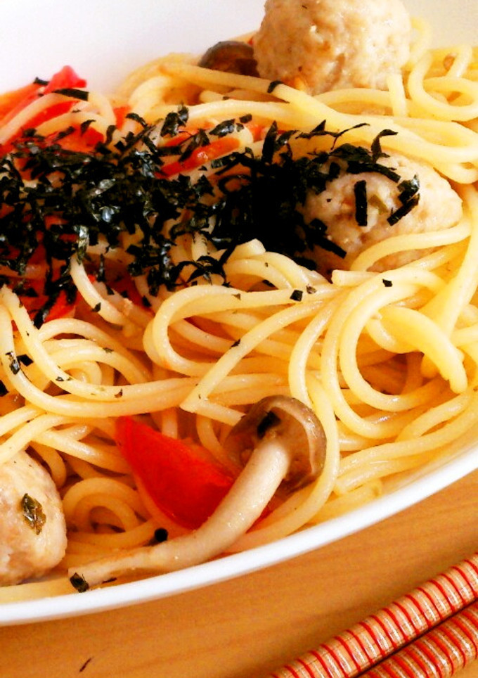 和風 肉団子ときのこのパスタ-レシピのメイン写真