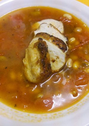 簡単!鶏豆トマSoup@プチッと-レシピのメイン写真