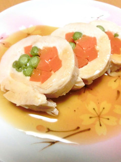 鶏むね肉の塩麹ハムロール 生姜あんかけ-レシピのメイン写真