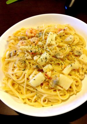 シーフードトマトクリームソースパスタ-レシピのメイン写真