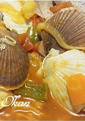 ホタテ稚貝とキャベツのトマト煮-レシピのメイン写真