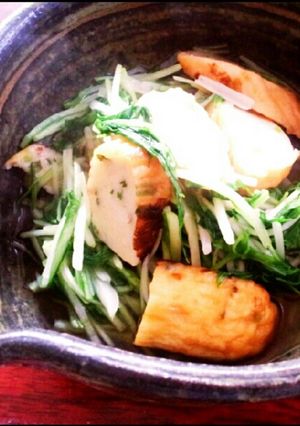 水菜と揚げ蒲鉾のさっと煮 茅乃舎だしレ♪-レシピのメイン写真