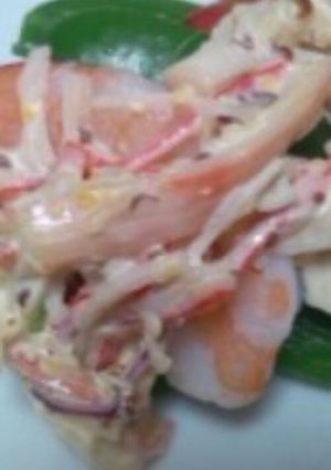 簡単　スナップえんどう海老カニカマのせ　-レシピのメイン写真