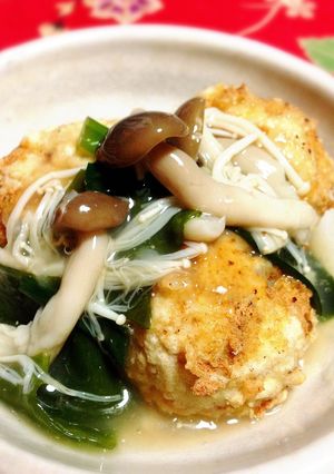豆腐と蓮根のふわふわ揚げ・きのこあんかけ-レシピのメイン写真