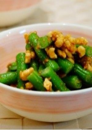いんげんとくるみの醤油麹和え-レシピのメイン写真