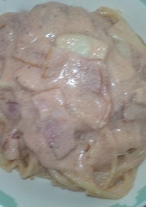 ベーコンときのこのたらこクリームパスタ　-レシピのメイン写真