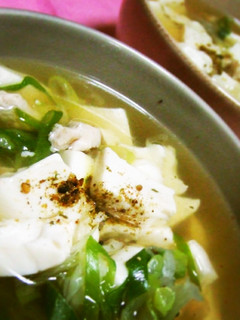 お代りもう一杯!鶏ネギ豆腐の三種盛スープ-レシピのメイン写真