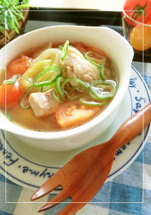 プチッとひとりランチ♡葱・トマ・鶏スープ-レシピのメイン写真