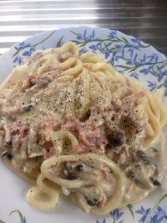 うどんで☆豆乳カルボナーラ風-レシピのメイン写真