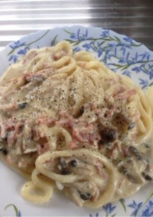 うどんで☆豆乳カルボナーラ風-レシピのメイン写真