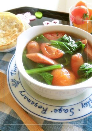 トマト×ほうれん草のプチッと和スープ-レシピのメイン写真