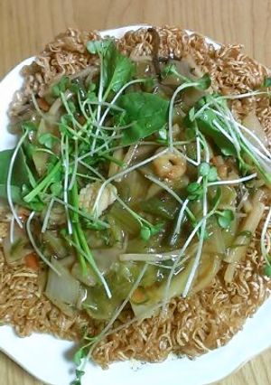 チキンラーメンでカリッとあんかけ焼きそば-レシピのメイン写真